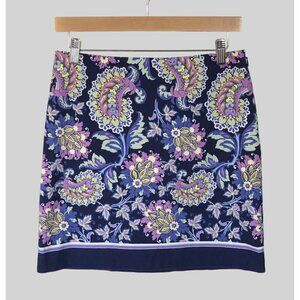 Talbots Petite Floral Paisley Mini Skirt Womens 4p Retro Colorful Easter Spring